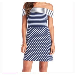 Vineyard Vines Blue/White Mixed Stripe Dress Fit And Flare Large EUC